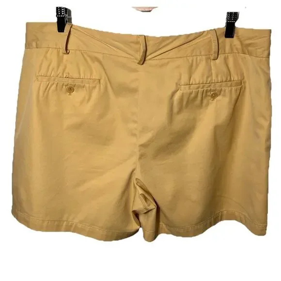 Talbots Women’s Size 16 Yellow Chino Shorts Cotton Stretch Mid Rise Flat Front - Picture 2 of 7